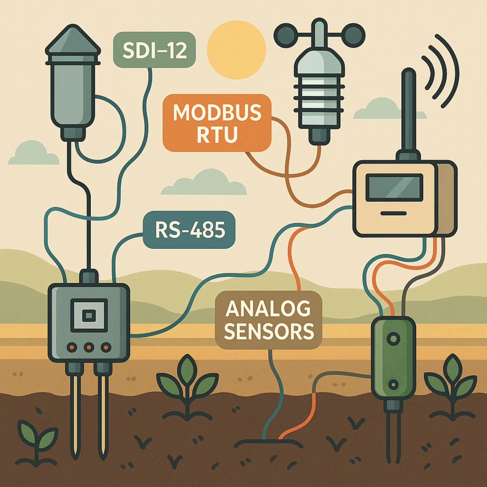 SDI-12 vs Modbus vs RS-485 vs Analog: Sensor Protocols