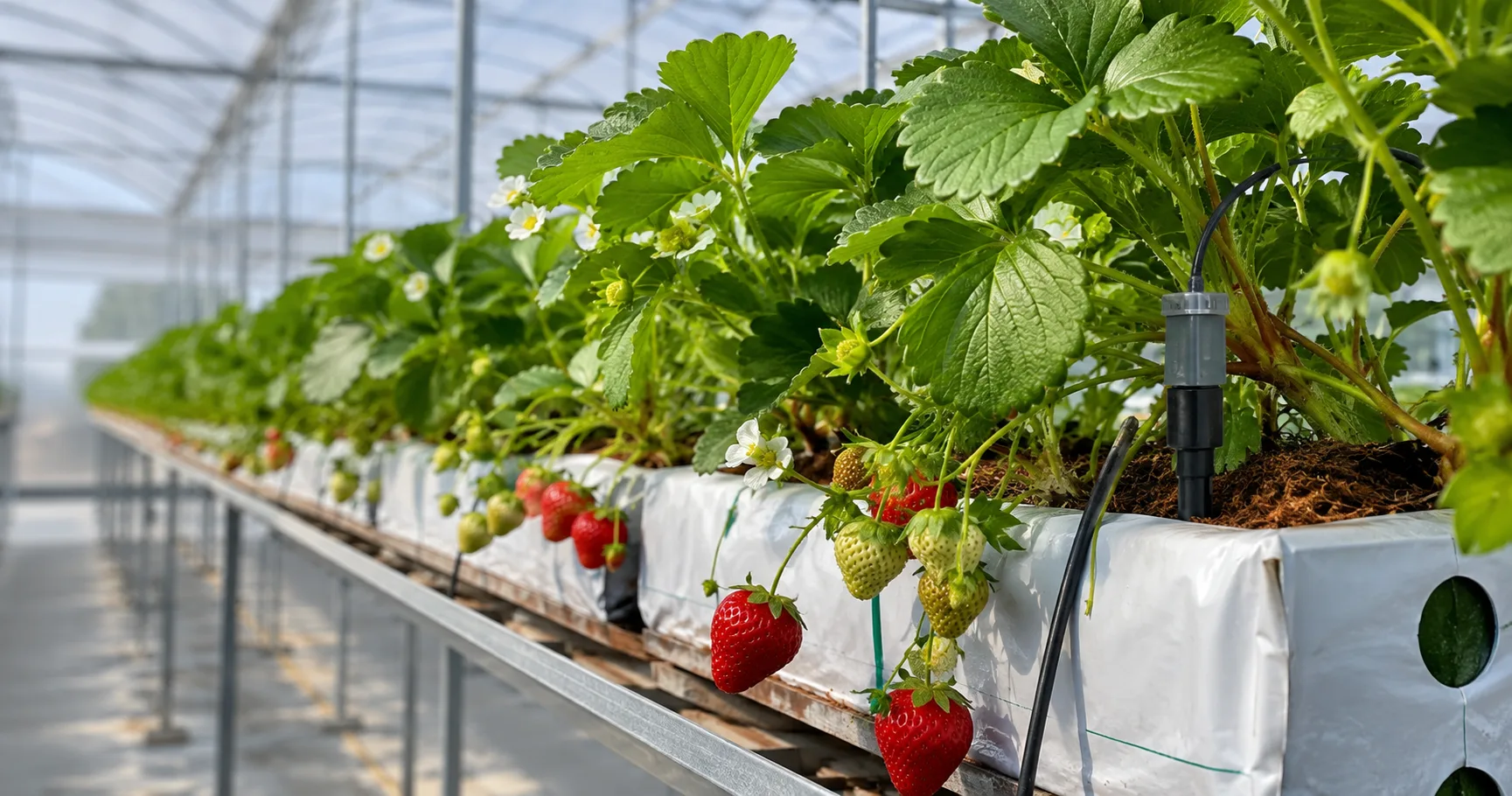 Strawberry Fertigation Monitoring: EC, pH, and Climate Sensors